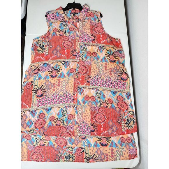 Zac & Rachel Women’s Bohemian Button Down Long Line Peach Dress Size 3X - Picture 7 of 14